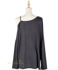 ｔシャツ・カットソー | 長袖Tシャツ レディース 秋物 フェイクTシャツ 切り替え カットソー ロングｔ 無地 肩出し ゆったり キャミソールTシャツ 長袖 Tシャツ 大きいサイズ 女性