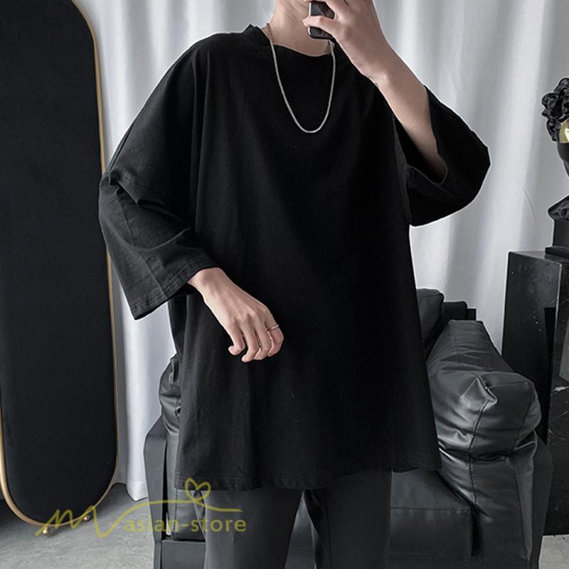 Tシャツ | メンズ 無地 大きいサイズ カットソー 上品 7分袖 サマートップス ゆったり 日常感 メンズスタイル シンプル 体型カバー カッコウイイ