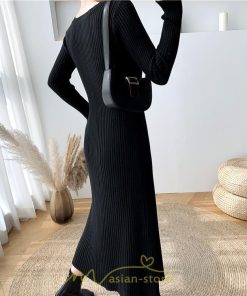 ニットワンピース | ワンピース 秋 秋服 レディース ニット ロングワンピース ロング 長袖 冬 冬服 Aライン 着痩せ 大人上品 お出かけ デート エレガント 送料無料 20代30代40代