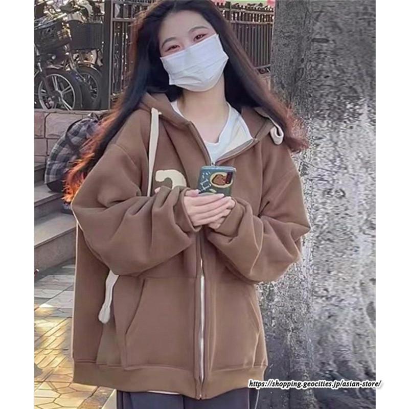 パーカー | スウェット レディース ジャケット 秋冬 アウター 綿 春秋 裏起毛 2TYPE 大きいサイズ 長袖 ジップアップパーカー ゆったり チュニック丈 ミドル丈