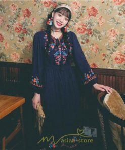 マキシ | ワンピース ロングワンピース エスニックワンピース コットン 花柄 刺繍 リゾートワンピース ワンピ 長袖 大人 夏 きれいめ フェミニン 秋 おしゃれ ゆったり