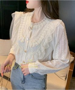 シャツ・ブラウス | ブラウス レディース きれいめ 春秋 40代 30代 長袖 カジュアルブラウス 可愛い おしゃれ 韓国風 通勤 着回し お出かけ エレガント 着痩せ 上品 レースシャツ