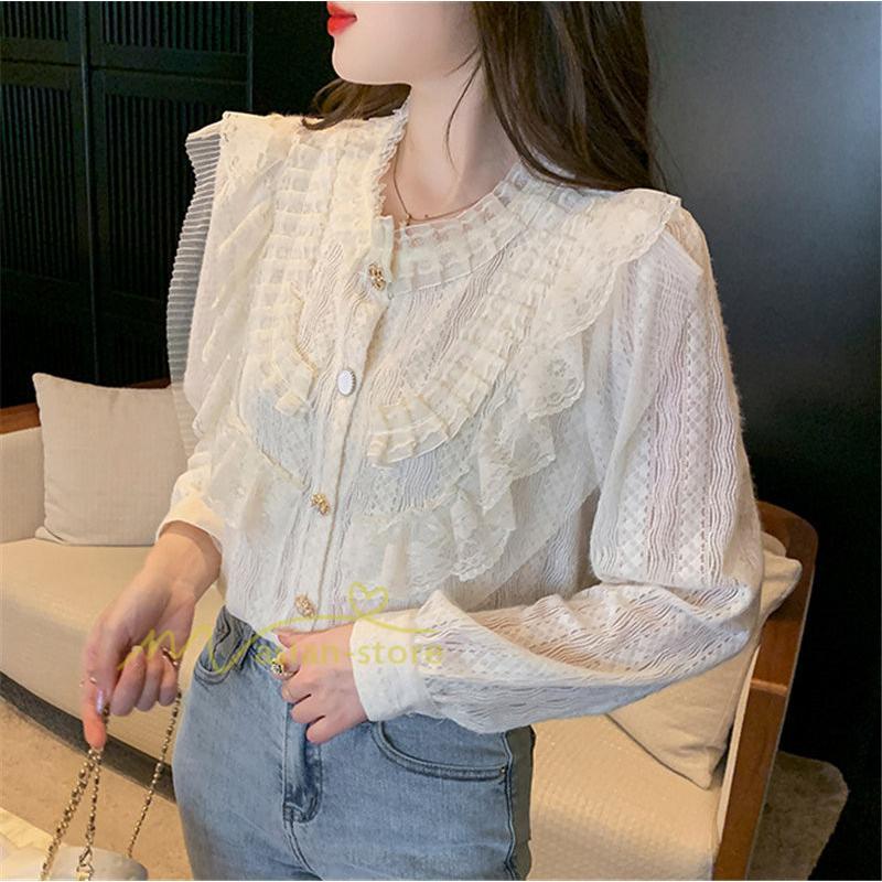 シャツ・ブラウス | ブラウス レディース きれいめ 春秋 40代 30代 長袖 カジュアルブラウス 可愛い おしゃれ 韓国風 通勤 着回し お出かけ エレガント 着痩せ 上品 レースシャツ