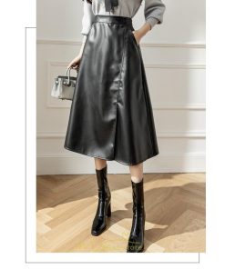スカート | ロング秋冬 レディース フレア Aライン スリット 上品 フェミニン レザーかっこいい 通勤 OL キレイめ オフィス カジュアル