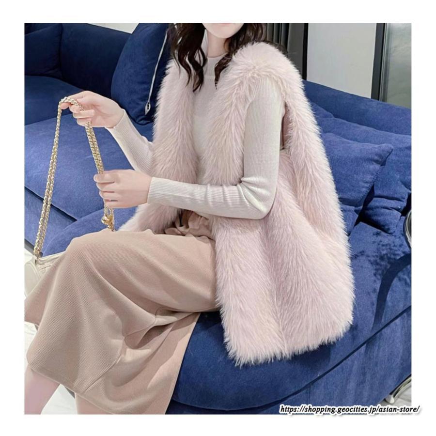 ベスト | ボリュームフェイクファーファー毛皮レディース 冬 フェイクファー 毛皮コート アウター ノースリーブ ふわふわ 秋冬 前開き ジレ