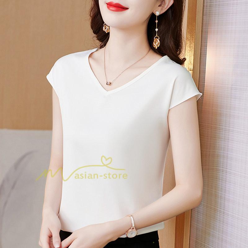 tシャツ・カットソー | Tシャツ レディース チュニック 春 夏 春夏 チュニックTシャツ カットソー 半袖 20代30代40代50代 ママ シンプル カシュクール お出かけ カジュアル インナー