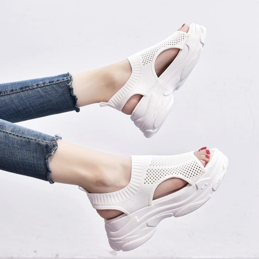 パンプス | 通気性 サンダル メッシュ 韓国風 歩きやすい 厚底 カジュアル レディース スポーツサンダル