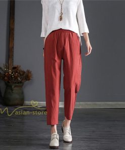 チノ・テーパード・ジョガー・スキニーパン | パンツ テーパードパンツ レディース 無地 9分丈 秋 リネン混 着痩せ シンプル 可愛い ウエストゴム カジュアル ワイドパンツ ゆったり OL ビジネス きれいめ