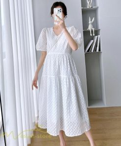 ワンピース | マタニティレディース 着痩せ 韓国風 夏新作 マタニティウェア 上品 カジュアル Vネック 産前産後 上品 サマーワンピース マタニティ ひざ下丈