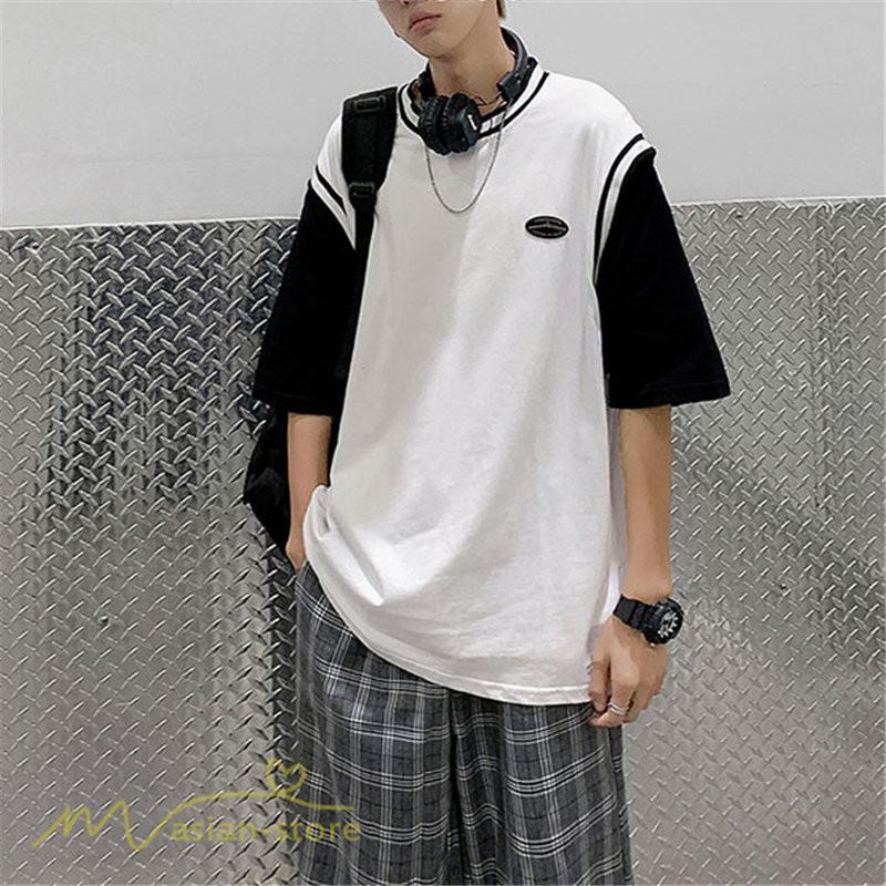 Tシャツ | Tシャツメンズ 重ね着風 半袖 Tシャツ おしゃれ ゆったり カジュアルシャツ クルーネック 新作 大きいサイズ 切り替え サマー上品 春夏 ファッション