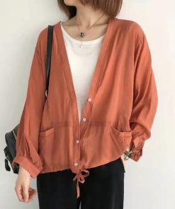 カーディガン | レディース UVカットー 初秋 秋新作 コーデ 冷え防止 羽織 ボタン Vネック 無地 長袖 7色 フリーサイズ かわいい 春 夏 秋 透け感 体型カバー
