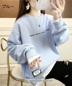 パーカー | トレーナー レディース レイヤードトレーナー 可愛い 重ね着風 ゆったり カジュアル 大人 無地 長袖トレーナー 秋新作 春秋 裏起毛 韓国風 冬 着痩せ