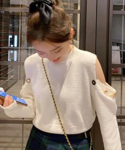 ニット・セーター | レディース カジュアル 肩開き オフショルダーニット トップス 肩出し ニットセーター プルオーバー 長袖 ショット丈