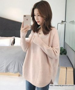 ニット・セーター | ニット レディース 秋 秋服 トップス セーター 秋服コーデ 長袖 Vネック オフィスカジュアル プルオーバー ゆったり 大きめ ラウンドヘム模様編みニット 冬服