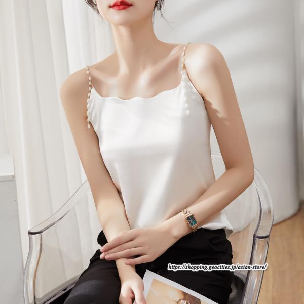 キャミソール タンクトップ | キャミソール サテン インナー レディース 重ね着 キャミ サテン生地 下着 肌着 ノースリーブ 光沢感のあるキャミソール 秋 滑らかな手触り 夏 トップス 春