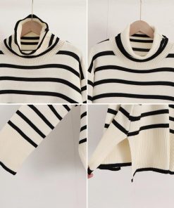 ニット・セーター | タートルネックボーダーニットトップス冬服