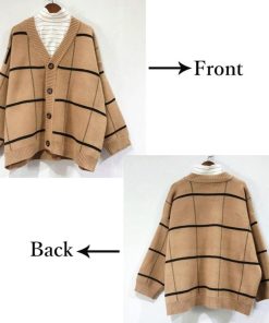 ニット・セーター | ニットカーディガン BIGチェック柄 韓国風