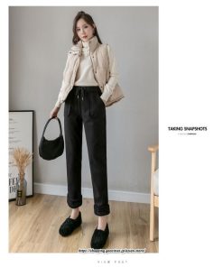 チノ・テーパード・ジョガー・スキニーパン | パンツ レディースパンツ レディース 9分丈 カジュアル 裏起毛 シンプル ゆったり リラックス トレンド かわいい おしゃれ お出かけ デイリー  楽ちん デート