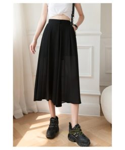 ワイドパンツ | ガウチョパンツ レディース ボトムス ハイウエスト ゆったり パンツ シフォンパンツ スカート風 涼しい 2022 夏 さらさら カジュアル きれいめ