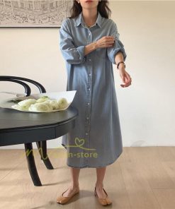 マキシ | ワンピース シャツワンピース ロングデニムシャツワンピース 韓国ファッション 20代30代40代50代 着回し 通勤通学 上品 着痩せ お出かけ 激売れ カジュアル
