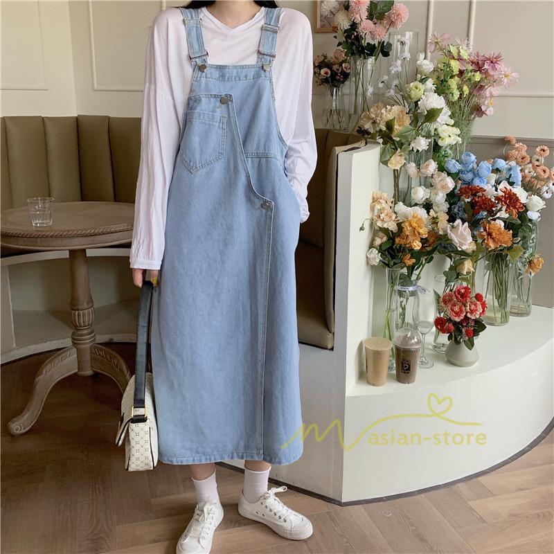 オーバーオール サロペット | レディース レディス ボトムス ジャンバースカート サロペット ロング丈 無地 20代 30代 40代 50代 上品 デニムワンピース オールインワン 体型カバー デニム