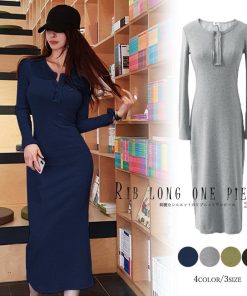 ワンピース | ニット秋冬 30代40代 レディース リブニット 長袖 セクシー ロングタイトスリムフィット きれいめワンピ