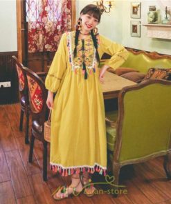 マキシ | ワンピース レディース ロング丈 マキシ丈 長袖 パーティー 白 赤 黄色 青 綿麻 二次会 謝恩会 同窓会 服装 カジュアル 刺繍 40代 夏 30代 20代 秋 50代