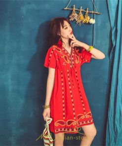 ミニ丈 | ワンピース ミニワンピース 膝上 レディース 夏 綿麻 きれいめ カジュアル 膝丈 Aライン おしゃれ 大人 可愛い セクシー Vネック 緑 赤 半袖 白 新作 上品