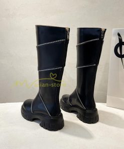 ロングブーツ | レディース ブーツ 秋冬 シューズ 靴 太ヒール チャンキーヒール 合皮ブーツ PUブーツ ロング靴 COS コスプレ 大人 後ろファスナー くつ