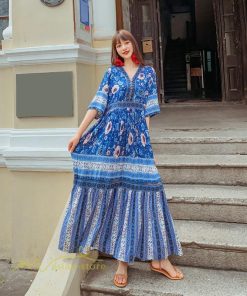 マキシ | 夏ワンピース ロングワンピース フレアワンピース 五分袖 落ち感 涼しい Vネック 大人 可愛い 旅行 パーティードレス お呼ばれワンピース 30代40代 ビーチ