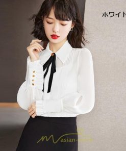 シャツ・ブラウス | ブラウス レディース トップス シャツ シフォン 長袖 白 リボン 20代 30代 40代 通勤 カジュアル ナチュラル カジュアル おしゃれ 楽チン