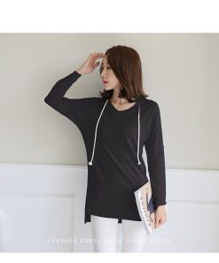 ｔシャツ・カットソー | Tシャツ レディース 長袖tシャツ ロンT カットソー プルオーバー ロングtシャツ ロンティー ルームウエア シンプル ゆったり 無地 フード付き 春秋