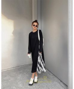 マキシ | ドッキングワンピース 秋 レディース 長袖ワンピース ロングワンピース 切り替えワンピース フェイク レイヤード風 お呼ばれワンピース ゆったり 大きいサイズ