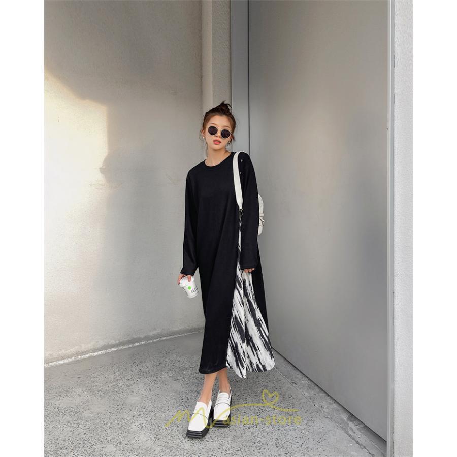 マキシ | ドッキングワンピース 秋 レディース 長袖ワンピース ロングワンピース 切り替えワンピース フェイク レイヤード風 お呼ばれワンピース ゆったり 大きいサイズ