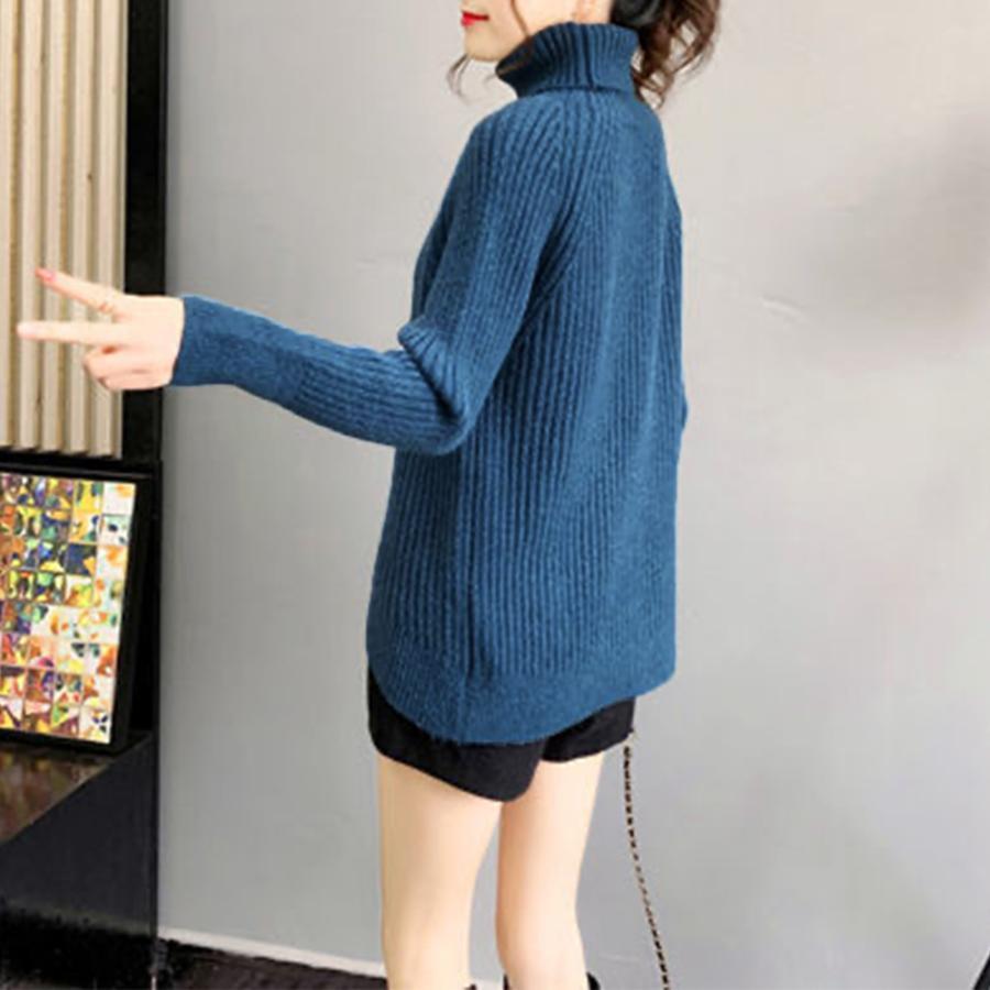 ニット・セーター | リブニットトップス タートルネック 韓国