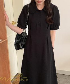 マキシ | ワンピース レディース 半袖 シャツワンピース ロングワンピース 無地 半袖ワンピース シンプル 春 夏 秋 グレー かわいい ブラック フリーサイズ 2色