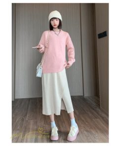 スカート | レディース マタニティウェア ロング丈 秋 冬 2022新作 妊婦服 裾口スリット 体型カバー ママ 産前 産後 ウエスト調整 マタニティきれいめ