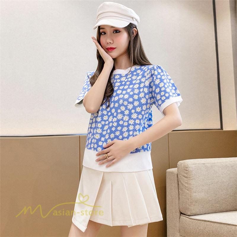 スカート | マタニティ ショート丈 レディース プリーツ 無地 マタニティ夏 サマーカジュアル 産前産後 着痩せ マタニティウェア 通気性 上品