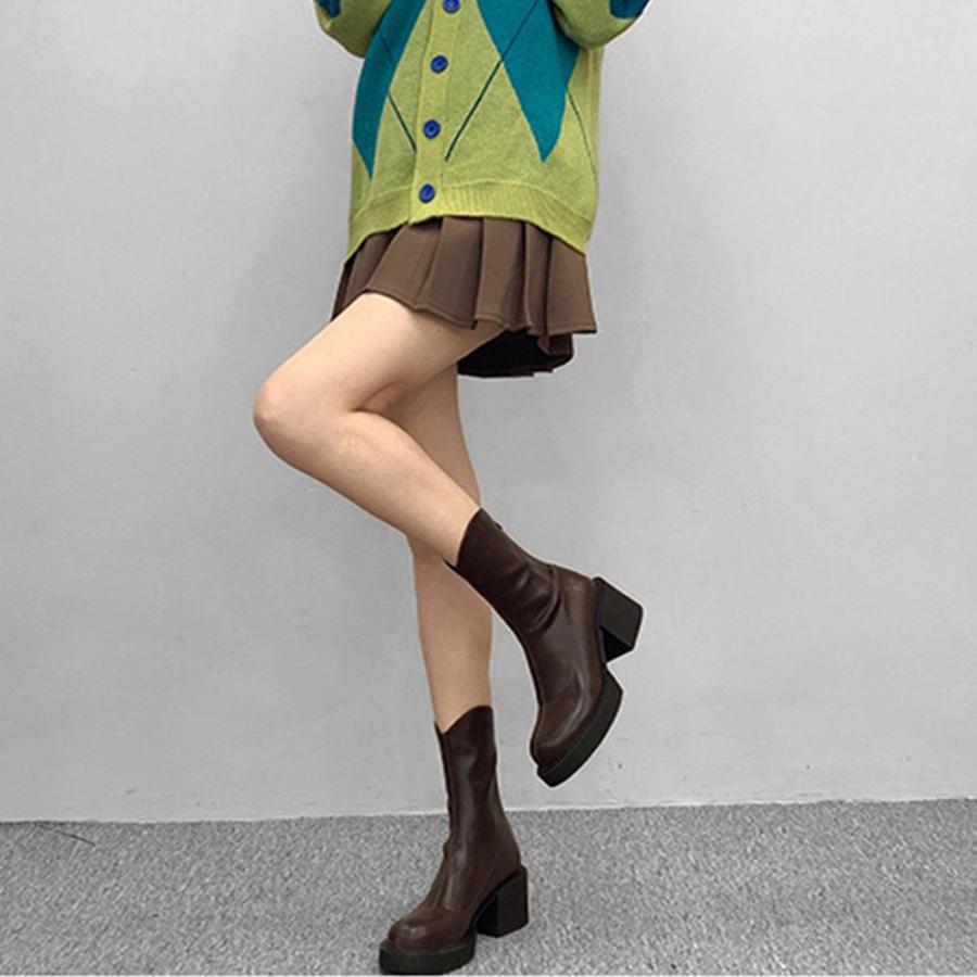 ショートブーツ | Vカット レディース厚底