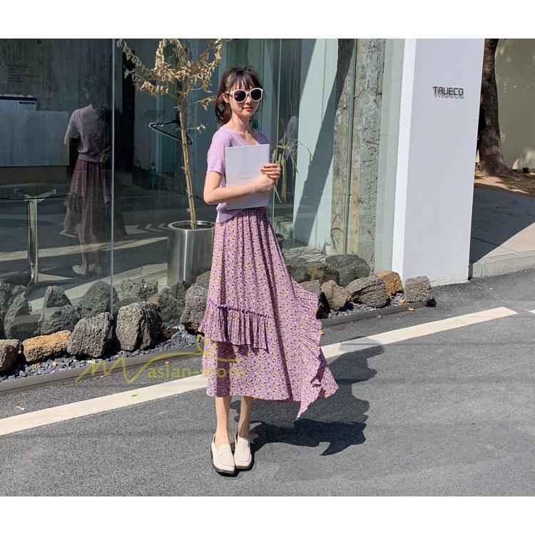 スカート | シフォンスカートマキシスカートフレアシフォンマキシ丈スカート夏 リゾートウエストゴムロングスカート結婚式 20代30代40代50代 カジュアル 不規則