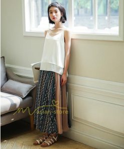 スカート | マキシロング ワイド フレア ゆったり バイカラー 春 夏 秋 冬 レディース 体系カバー Aライン プリーツシフォン 20代30代40代50代