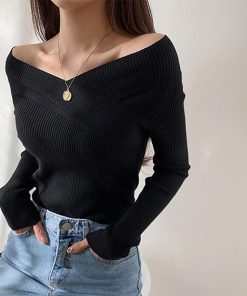 ニット・セーター | ニットトップス Vネック 肌見せ 韓国風