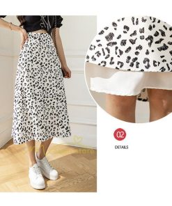 スカート | ミモレ丈 柄 ロング 秋 フレアウエストゴム ヒョウ柄 マキシ 白 黒 カジュアル 通勤通学 ロング20代30代40代 お出かけ