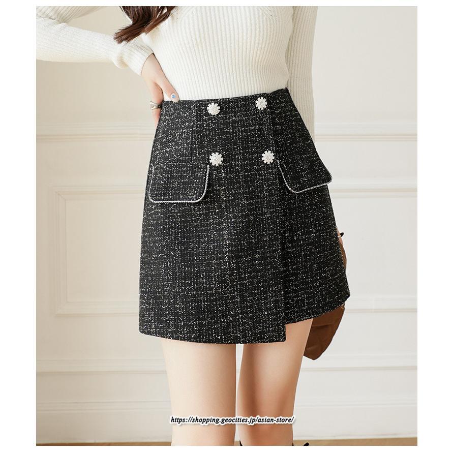 スカート | ミニレディース Aライン タイト ショート丈 キュロットラシャ 暖か カジュアル お出かけ 韓国風 2022秋冬 着回し 通勤 新作