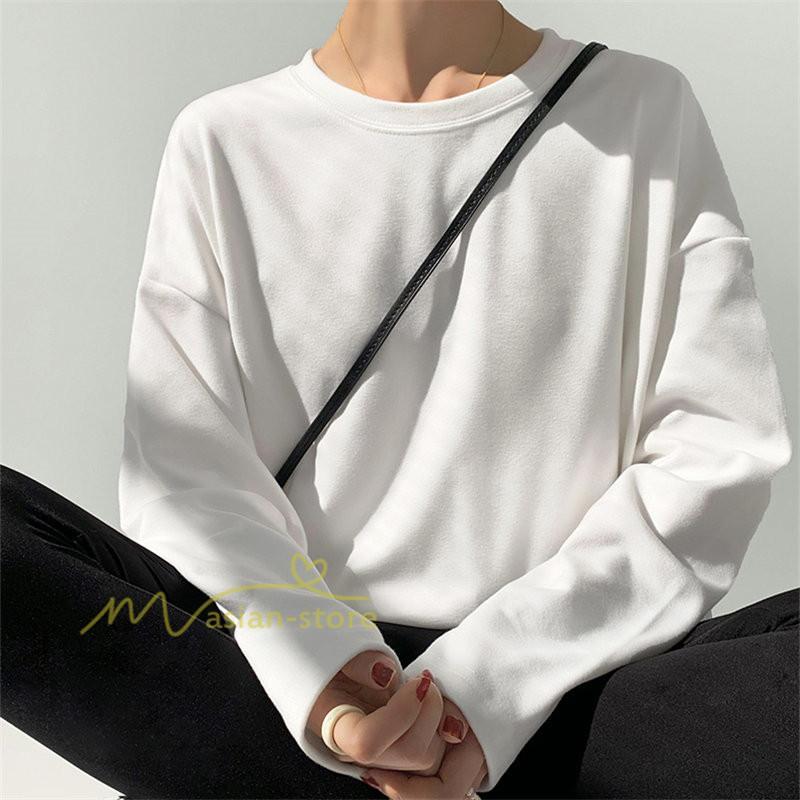 tシャツ・カットソー | 長袖tシャツ レディース クルーネック 長袖 Tシャツ ロングTシャツ 20代30代40代50代 ゆったり 体型カバー 通勤通学 お出かけ カジュアル インナー 快適 着痩せ