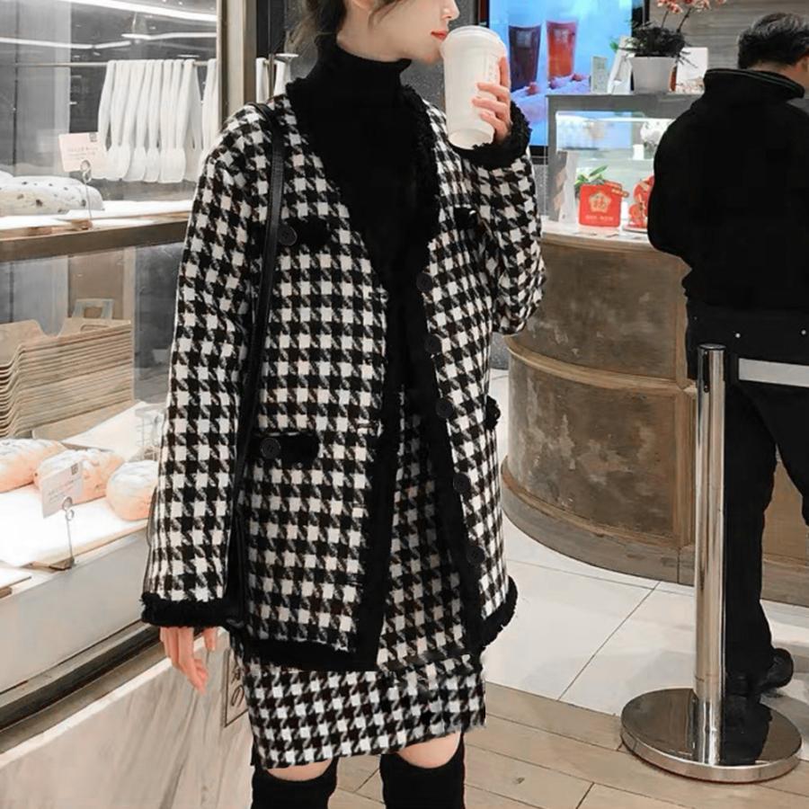 セットアップ | 千鳥柄 ニットレディース