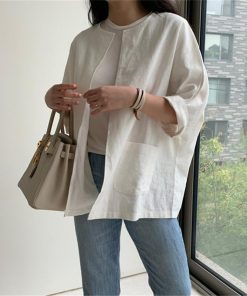 カーディガン | レディース 春 夏 秋 7分袖 ノーカラー 無地 ゆったり 初秋 カジュアル 20代30代 薄手 リネン 羽織 40代 50代 秋コーデ ライトアウター きれいめ