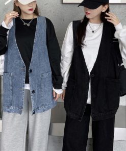 ベスト | デニムジレ Vネック レディース