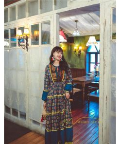 マキシ | ワンピース レディース 春夏 マキシワンピース 長袖ワンピース 綿麻 無地 Aライン フレアワンピース ハイウェスト エスニック ボヘミア風 ロング リゾート