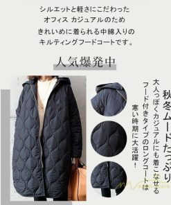 ダウンジャケット コート | キルティングコート ダウン ダウンジャケット フード付き ロング丈 ゆったり ダウンコート 中綿ジャケット 防風 中綿コート 防寒 アウター 30代40代50代